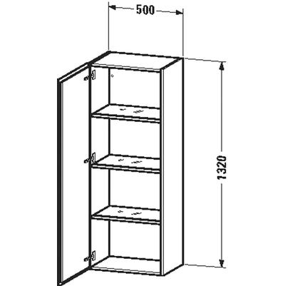 Duravit LC1179R4040 - Duravit L-Cube 19 5/8" X 52" Wall Mount Linen Cabinet In High Gloss Black