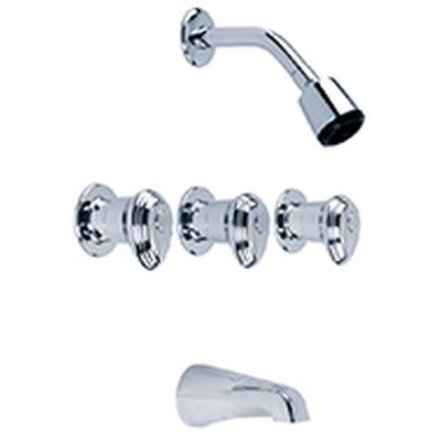 Gerber Plumbing G005850081 - Gerber Hardwater Three Handle Threaded Escutcheon Tub & Shower Fitting With Ips/Sweat Connections & Slip Spout 1.75Gpm Chrome
