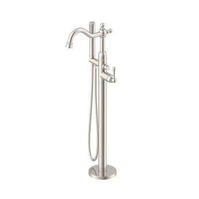 Gerber Plumbing D300557BST - Traditional Floor Mount Tub Filler Trim Kit With Showerstick Handshower 1.75Gpm Satin Black
