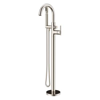 Gerber Plumbing D300558BNT - Contemporary Floor Mount Tub Filler Trim Kit With Showerstick Handshower 1.75Gpm Brushed Nickel