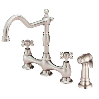 Gerber Plumbing D404457SS - Opulence 2H Bridge Kitchen Faucet W/ Cross Handles W/ Spray 1.75Gpm Stainless Steel