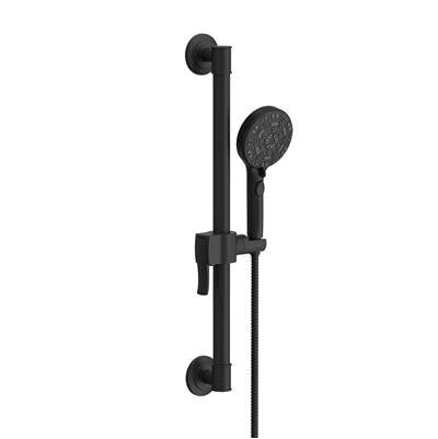 Gerber Plumbing D461424BS - Steadystyle Accented Round Ada Grab Bar/ Slide Bar Assembly With Octette 8 Function Hand Shower 1.75 Gpm Satin Black