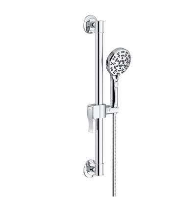 Gerber Plumbing D461424 - Steadystyle Accented Round Ada Grab Bar/ Slide Bar Assembly With Octette 8 Function Hand Shower 1.75 Gpm Chrome