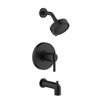 Gerber Plumbing D511658BSTC - Parma 1H Tub & Shower Trim Kit & Treysta Cartridge W/ Diverter On Tub Spout & 5 Function Showerhead 1.75Gpm Satin Black