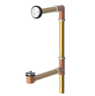 Gerber Plumbing G00418647788 - Gerber Classics Lift & Turn Thru-Wall 20 Gauge Drain For Standard Tub With 6 Inch Tailpiece & ''Clean Out Here'' Chrome