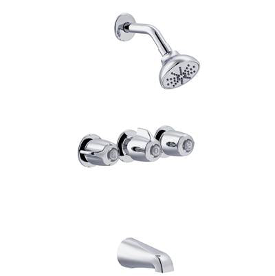 Gerber Plumbing G0048030 - Gerber Classics Three Handle Threaded Escutcheon Tub & Shower Fitting With Ips/Sweat Connections & Threaded Spout 1.75Gpm Chrome