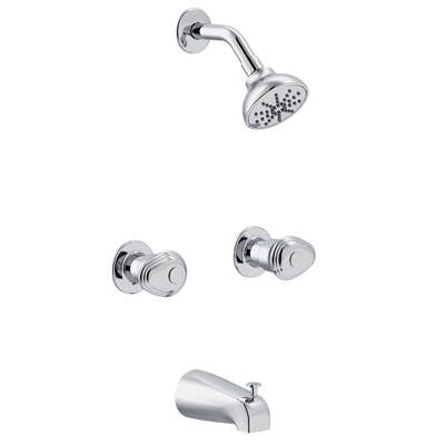 Gerber Plumbing G0058400 - Gerber Hardwater Two Handle Threaded Escutcheon Tub & Shower Fitting With Threaded Diverter Spout 1.75Gpm Chrome