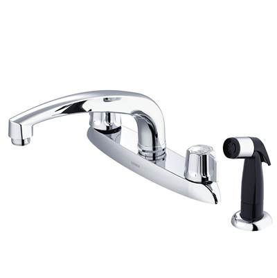 Gerber Plumbing G0742216 - Gerber Classics 2H Kitchen Faucet Deck Plate Mounted W/ Spray & W/ Metal Fluted Handles 1.75Gpm Chrome