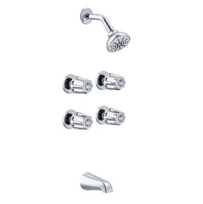 Gerber Plumbing G074643083 - Gerber Classics Four Metal Fluted Handle Tub & Shower Fitting 1.75Gpm Chrome