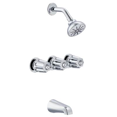 Gerber Plumbing G074803183 - Gerber Classics Three Metal Fluted Handle Sliding Sleeve Escutcheon Tub & Shower Fitting With Sweat Connections & Threaded Spout 1.75Gpm Chrome