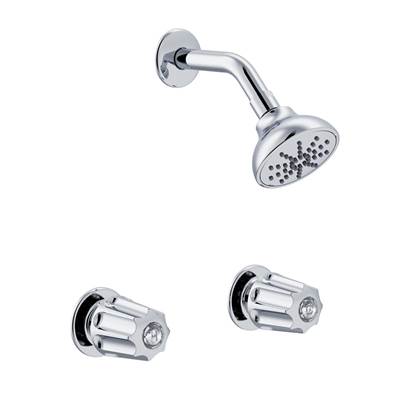 Gerber Plumbing G074822083 - Gerber Classics Two Metal Fluted Handle Sliding Sleeve Threaded Escutcheon Shower Only Fitting With Ips/Sweat Connections 1.75Gpm Chrome