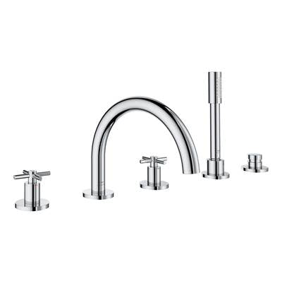 Grohe 25274000 - Atrio 5-Hole 2-Handle Deck Mount Roman Tub Faucet Without Handles With 1.75 Gpm Hand Shower