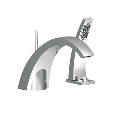 Horus 100.40.766NC - Horus New Wave 2-Hole Deck Mounted Tub Filler With Handshower, Black Chrome