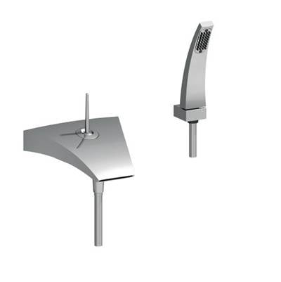 Horus 100.40.714GM - Horus New Wave Wall Mounted Exposed Tub Filler With Handshower, Gun Metal