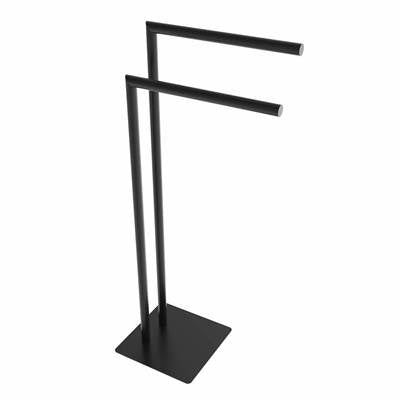 ICO Bath V91115 - Round Freestanding Double Towel Bar - Matte Black