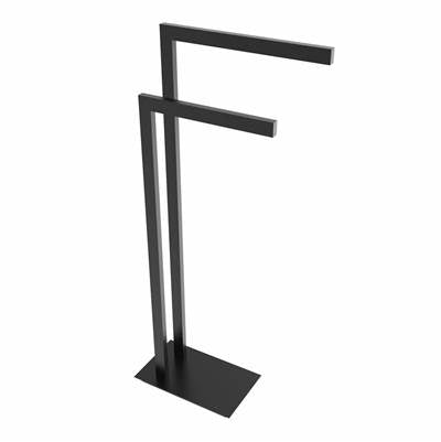 ICO Bath V91155 - Square Freestanding Double Towel Bar - Matte Black