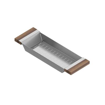 Home Refinements by Julien 205218 - Colander For 17In Sink, Walnut Handles, 6X18X2-1/4