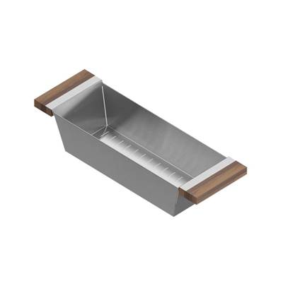 Home Refinements by Julien 205225 - Colander For 18In Sink, Walnut Handles, 6X19X4-1/4