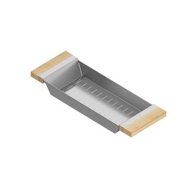 Home Refinements by Julien 205317 - Colander For 16In Sink, Maple Handles, 6X17X2-1/4