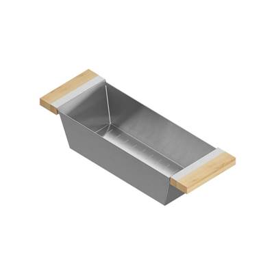 Home Refinements by Julien 205324 - Colander For 17In Sink, Maple Handles, 6X18X4-1/4