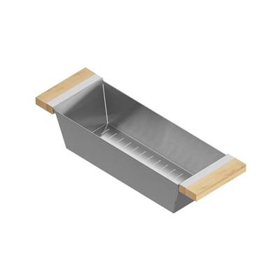 Home Refinements by Julien 205325 - Colander For 18In Sink, Maple Handles, 6X19X4-1/4