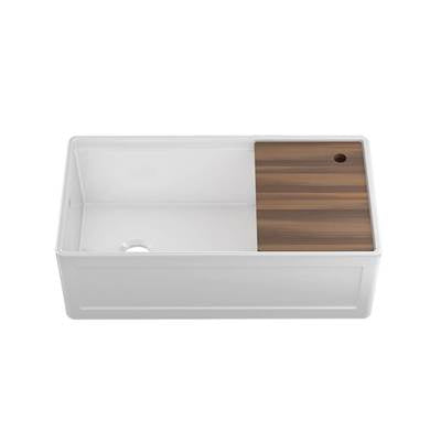 Home Refinements by Julien 093619 - Fira Sink W/ Ledge Under. Reversible Apron, White, Single 36X19X11-1/2