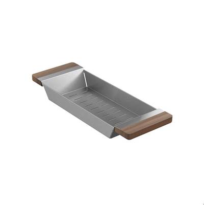 Home Refinements by Julien 205036 - Colander For Fira Sink W/Ledge, Walnut Handles, 6X17-1/4X2-1/4