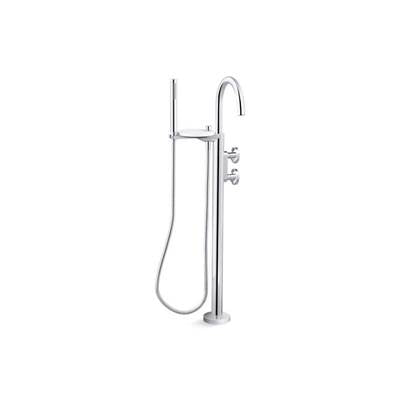 Kohler K-T77984-9-CP - Components Floor-Mount Bath Filler Trim With Industrial Handles And Handshower