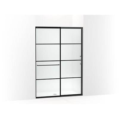 Kohler K-707614-8G80-BL - Elatee Tall Sliding Shower Door, 75-1/2'' H X 50-1/4 - 53-5/8'' W, With Heavy 5/16'' Thick Frosted Glass With Rectangular Grille Pattern
