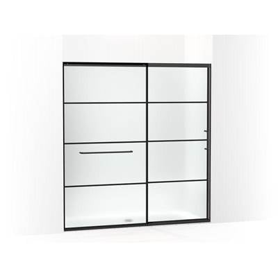 Kohler K-707617-8G80-BL - Elatee Tall Sliding Shower Door, 75-1/2'' H X 68-1/4 - 71-5/8'' W, With Heavy 5/16'' Thick Frosted Glass With Rectangular Grille Pattern