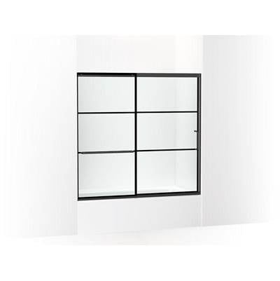 Kohler K-707618-8G79-BL - Elatee Sliding Bath Door, 56-3/4'' H X 56-1/4 - 59-5/8'' W With Heavy 5/16'' Thick Crystal Clear Glass With Rectangular Grille Pattern