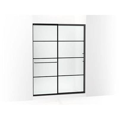 Kohler K-707615-8G80-BL - Elatee Tall Sliding Shower Door, 75-1/2'' H X 56-1/4 - 59-5/8'' W, With Heavy 5/16'' Thick Frosted Glass With Rectangular Grille Pattern
