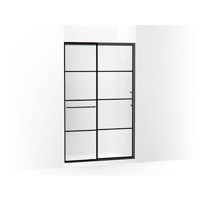 Kohler K-707613-8G80-BL - Elatee Tall Sliding Shower Door, 75-1/2'' H X 44-1/4 - 47-5/8'' W, With Heavy 5/16'' Thick Frosted Glass With Rectangular Grille Pattern