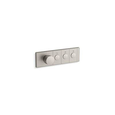 Kohler K-26347-9-BN - Antheme Three-Outlet Thermostatic Valve Control Panel With Recessed Push-Buttons
