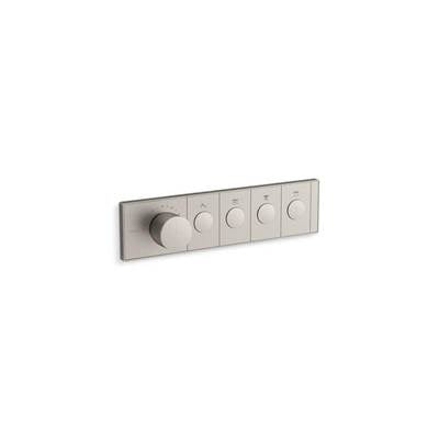 Kohler K-26348-9-BN - Antheme Four-Outlet Thermostatic Valve Control Panel With Recessed Push-Buttons