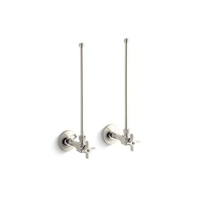 Kohler K-7605-P-SN - Pair 3/8'' Npt Angle Supplies With Stop, Cross Handle And Annealed Vertical Tube