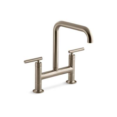 Kohler K-7547-4-BV - Purist Two-Hole Bridge Kitchen Sink Faucet