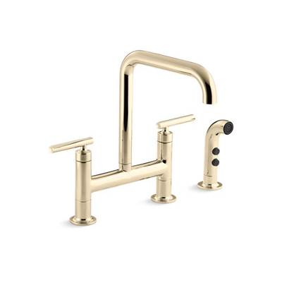 Kohler K-7548-4-AF - Purist Two-Hole Bridge Kitchen Sink Faucet With Sidesprayer