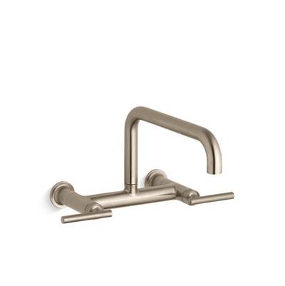 Kohler K-7549-4-BV - Purist Two-Hole Wall-Mount Bridge Kitchen Sink Faucet