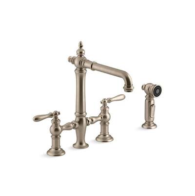 Kohler K-76519-4-BV - Artifacts Two-Hole Bridge Kitchen Sink Faucet With Sidesprayer