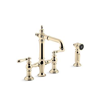 Kohler K-76520-4-AF - Artifacts Two-Hole Bridge Bar Sink Faucet With Sidesprayer
