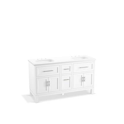 Kohler K-31246-ASB-0 - Quo 60 In. Bathroom Vanity Cabinet With Sinks And Quartz Top