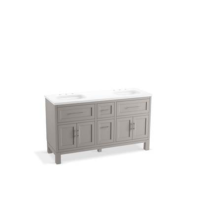 Kohler K-31246-ASB-1WT - Quo 60 In. Bathroom Vanity Cabinet With Sinks And Quartz Top