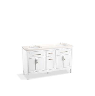 Kohler K-39607-ASB-0 - Hadron 60 In. Bathroom Vanity Cabinet With Sinks And Quartz Top