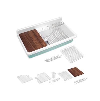 Kohler K-21103-1HPSG-0 - Farmstead 45 In. Top-/Wall-Mount Single-Bowl Workstation Farmhouse Kitchen Sink