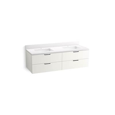 Kohler K-34657-0 - Maxstowe 60 In. Wall-Hung Bathroom Vanity Cabinet With Sink And Quartz Top