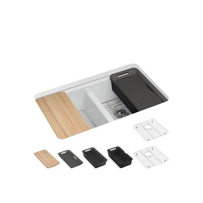 Kohler K-8679-5UPC-95 - Riverby 33 In. Undermount Double-Bowl Workstation Kitchen Sink