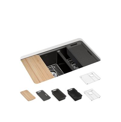 Kohler K-8669-5UPC-7 - Riverby 33 In. Undermount Double-Bowl Workstation Kitchen Sink