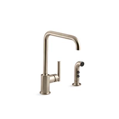 Kohler K-7508-BV - Purist Single-Handle Kitchen Sink Faucet With Side Sprayer