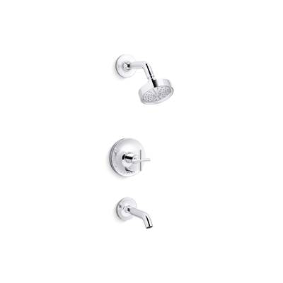 Kohler K-T14420-3G-BL - Purist Rite-Temp Bath And Shower Trim Kit With Push-Button Diverter And Cross Handle 1.75 Gpm